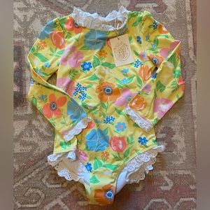 NWT TBBC Sarasota Surf Suit Boca Blooms Yellow Girls Size 7